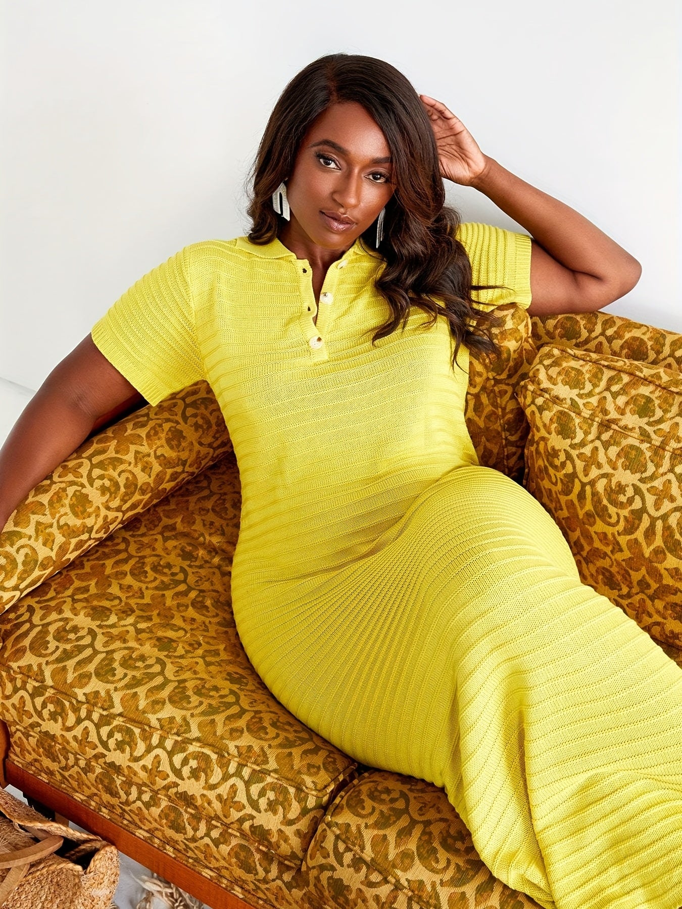  Ribbed Short Sleeve Maxi Dress