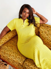  Ribbed Short Sleeve Maxi Dress