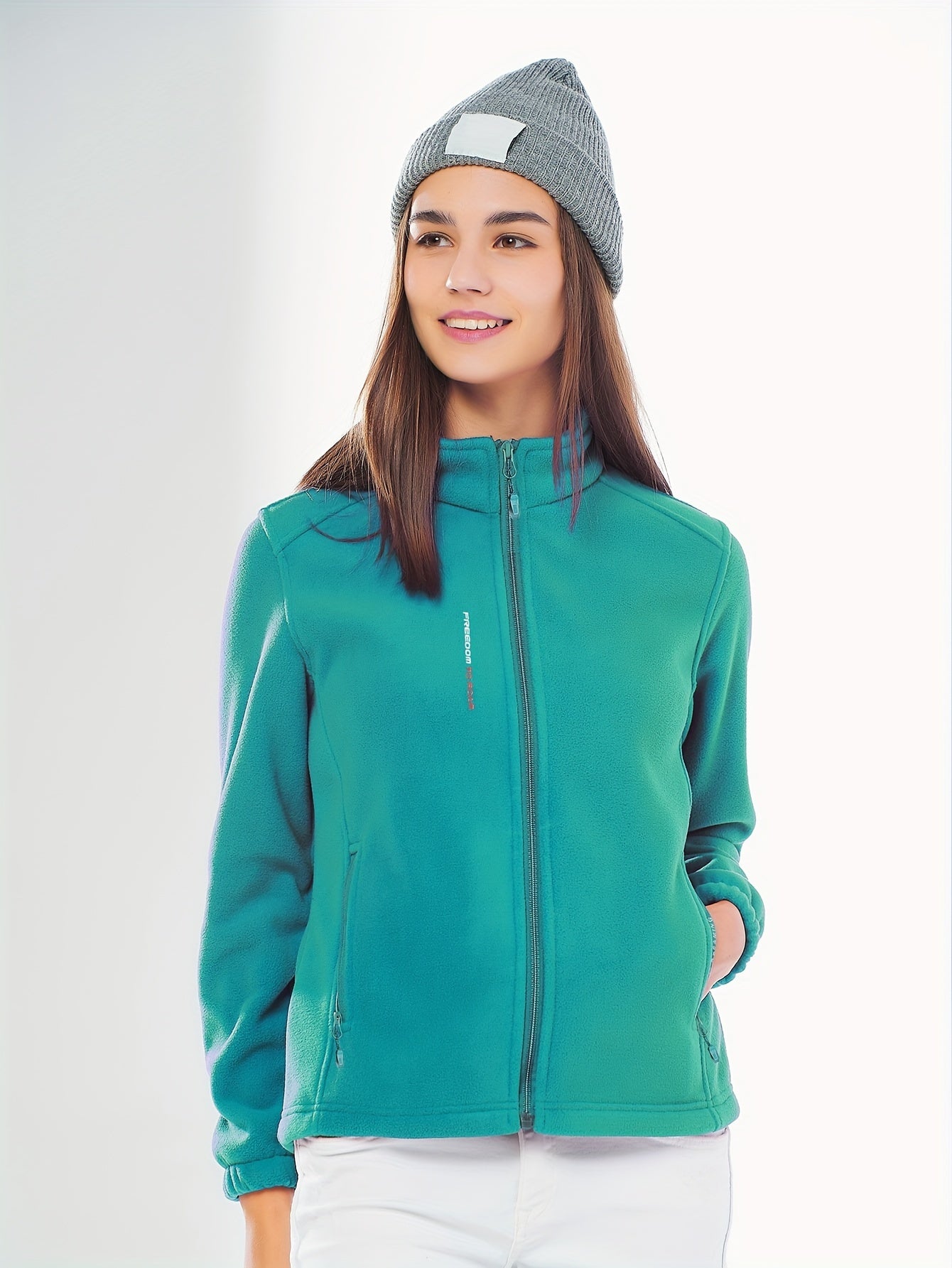 Casual Sweatshirt Jacket Mock Neck Zipper Pockets Sports Coat