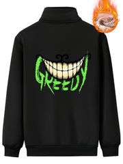 Men's Sherpa Fleece Crazy Smile Face Zip Jacket