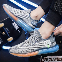 Men's Breathable Knit Lace-Up Sneakers Casual Outdoor Walking Shoes