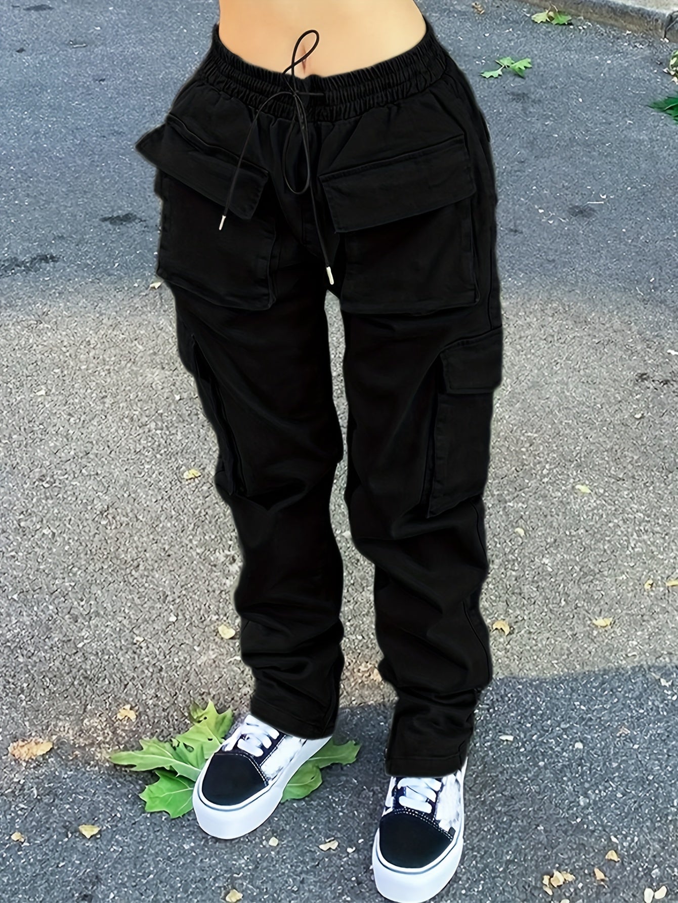 Cargo Pants Loose Fit Drawstring Elastic Waist Casual Sports Trousers