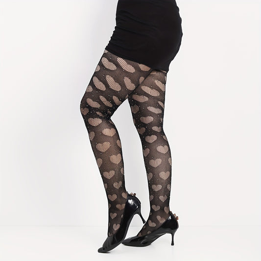 Sexy Rhinestone Heart High Waist Footed Tights