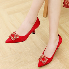 Red Rhinestone High Heel Wedding Pumps