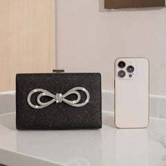 Glitter Rhinestone Bowknot Dinner Bag Clutch Square Evening Bag