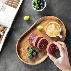 Japanese Style Wooden Rolling Tray Cup Coaster Home Decor Kitchen Accessories