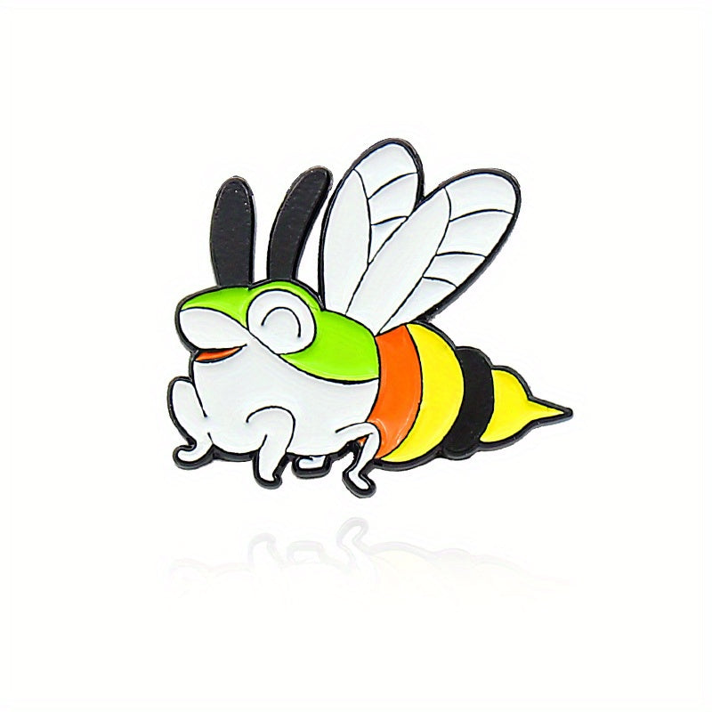 Bee to Frog Enamel Brooch for Backpacks Jackets Hats Scarves Pants