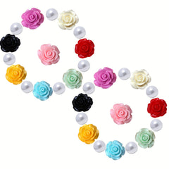28pcs Colorful Pearl & Flower Shoe Charms for Clogs DIY Accessory