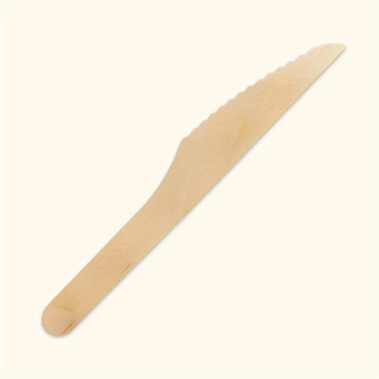 Disposable Knives and Forks Natural Biodegradable Wooden Tableware 100pcs