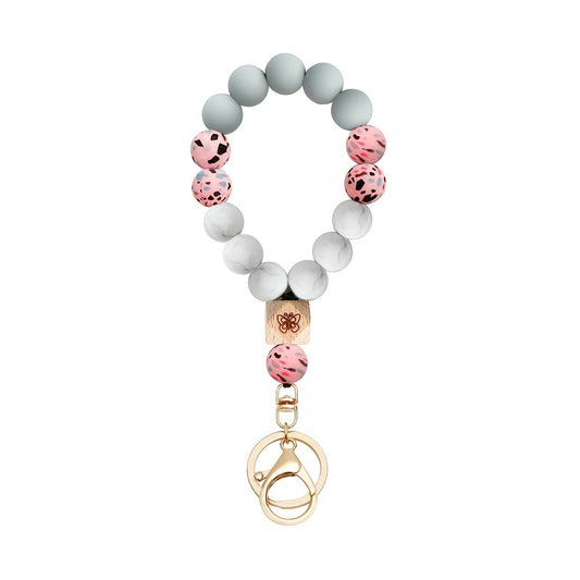 Butterfly Wood Bead Elastic Bracelet Key Chain
