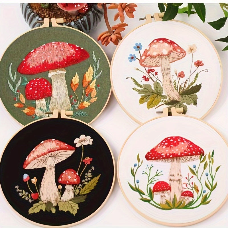 Mushroom Series Embroidery Kit - DIY Starter Kit For Adults