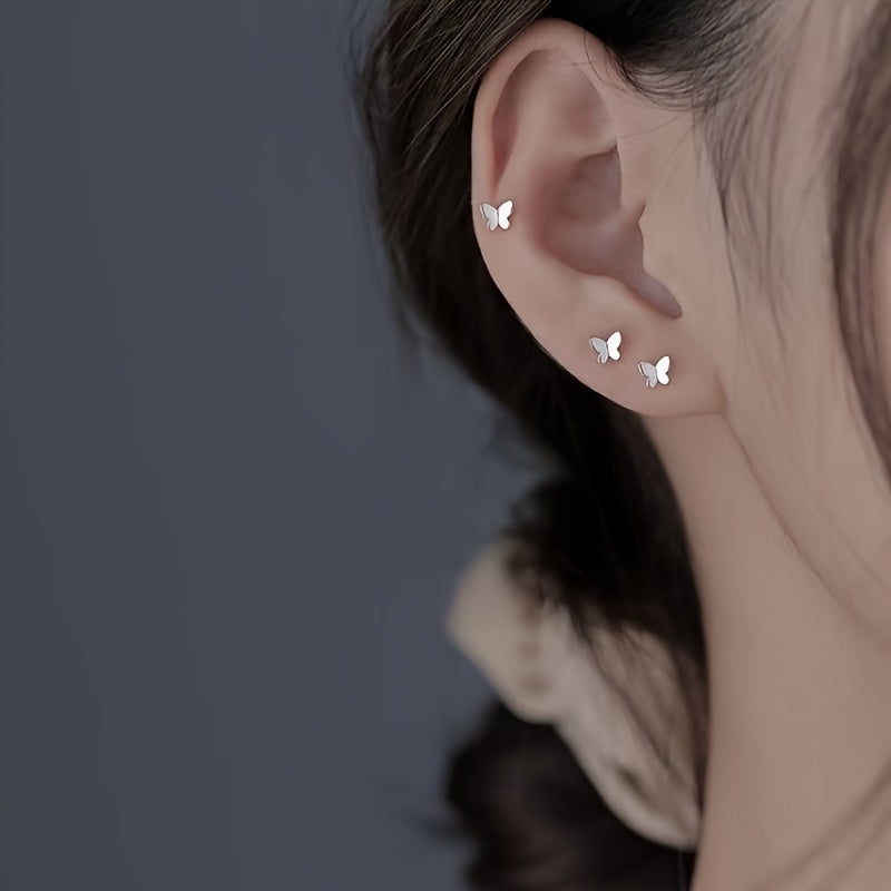 925 Silver Butterfly Stud Earrings Fairy Ear Bone Studs