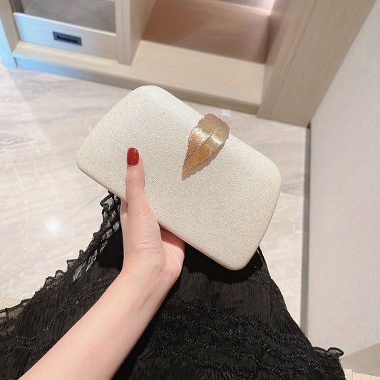 Metal Leaf Clutch Wallet Evening Bag Women's Purse