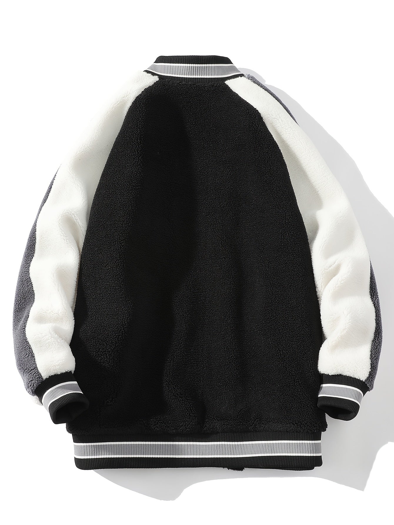 Contrast Letter Pattern Fleece Casual Jacket Women's Outerwear