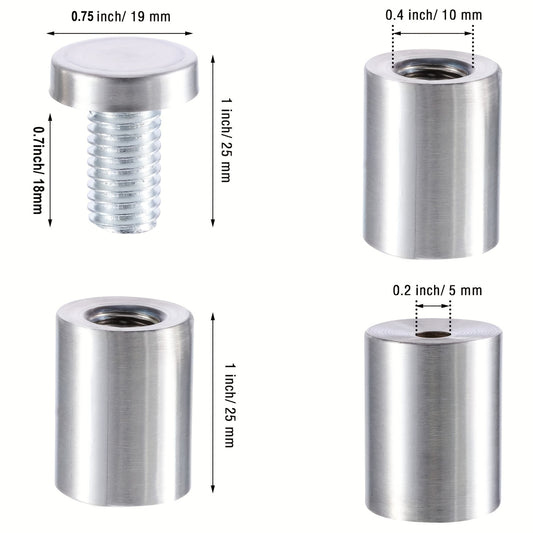 8-Pack 3/4 x 1-Inch Sign Standoff Screws Stainless Steel Wall Mounts