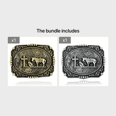 Vintage Western Cowboy Belt Buckle Cross Horse Novelty Belt Buckle