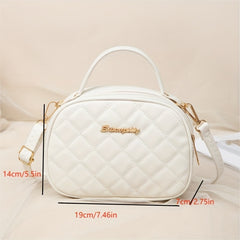 Argyle Quilted Crossbody Bag PU Leather Camera Purse