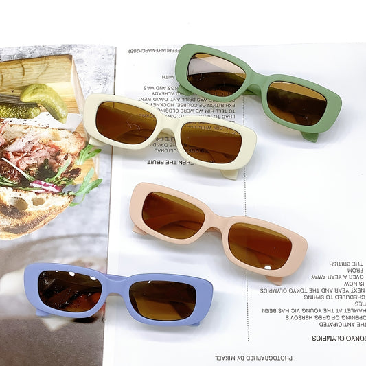 Girls Retro Sunglasses Rectangle Frame UV Protection For Outdoor Activities