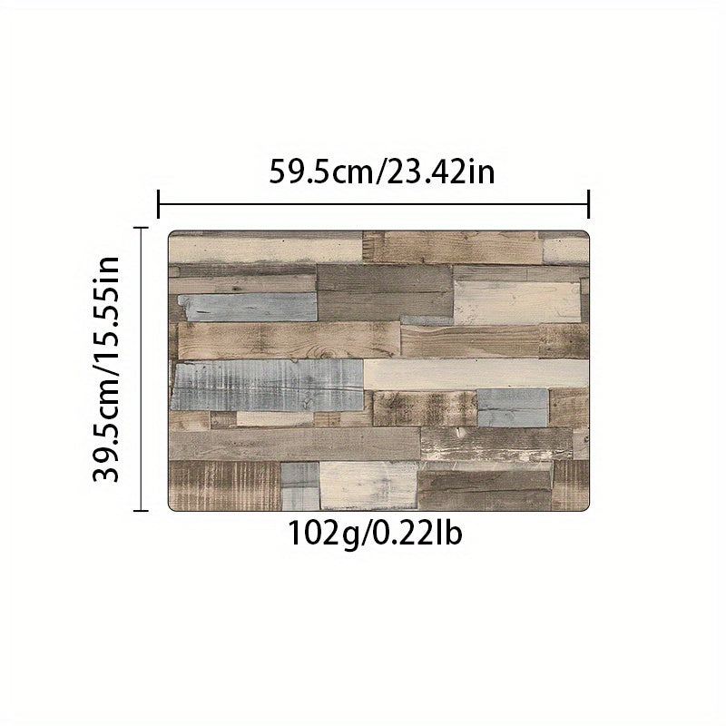 Wood Printed Anti Fatigue Kitchen Rug Waterproof Non Slip