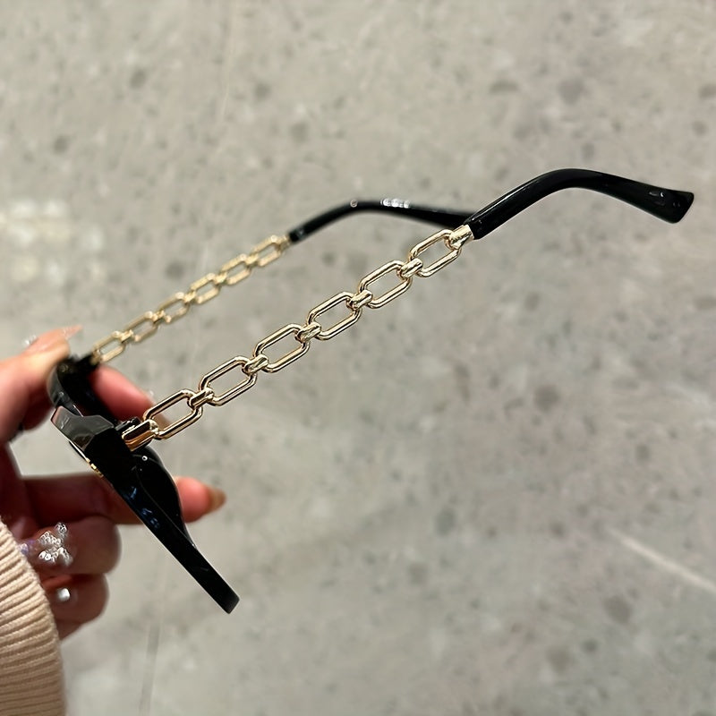 Cat Eye Sunglasses Vintage Square Chain Link Glasses