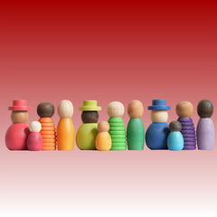 12pcs Wooden Rainbow Figurines Colorful Statues Decorative Items