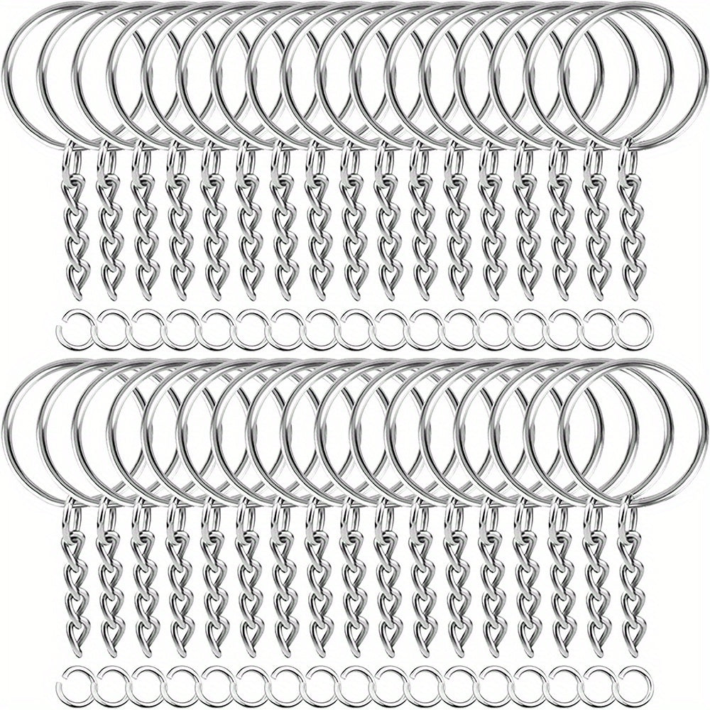 30pcs Metal Blank Keychain Bulk Split Ring DIY Key Ring Accessories