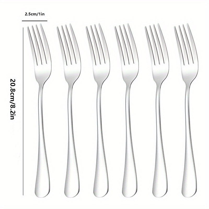 6pcs Stainless Steel Dinner Salad Dessert Forks Mirror Polished