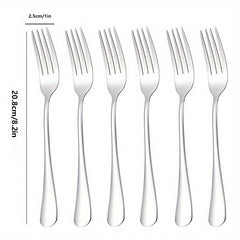 6pcs Stainless Steel Dinner Salad Dessert Forks Mirror Polished