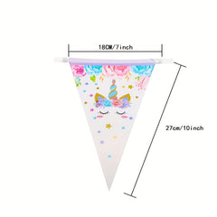 Triangle Flag Banner Pennant Party DIY Decoration Animals Unicorn Donut