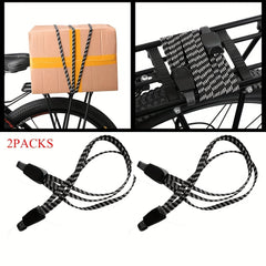 2pcs Bike Bungee Cords 3 In 1 Strap Rope Elastic With Two Plastic Hoods