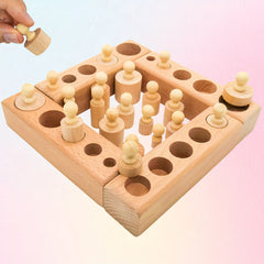 Wooden Cylinder Puzzle Toy Set 4pcs Educational Material Perception Tool