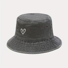 Sunshade Bucket Hat Love Pattern Embroidered Sun Hat