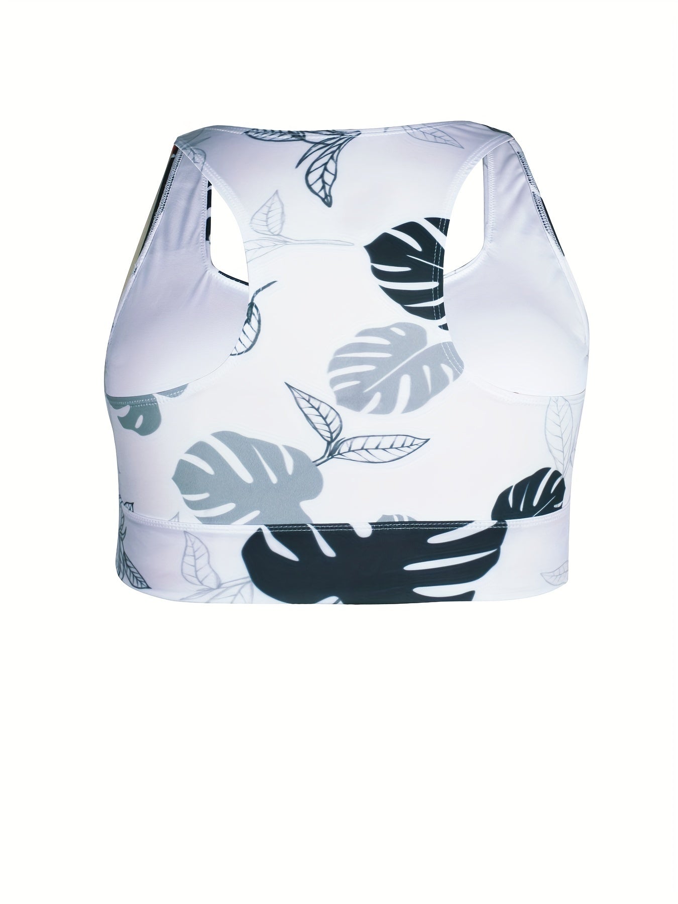  Leaf Print Shockproof Racer Back Sports Bra