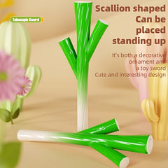 Stretchable Scallion Sword Toy with Green Onion for Fun Pranks