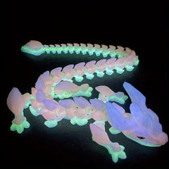 Glow in Dark Crystal Dragon Statue Jointed Body Random Eyes Plastic Decor