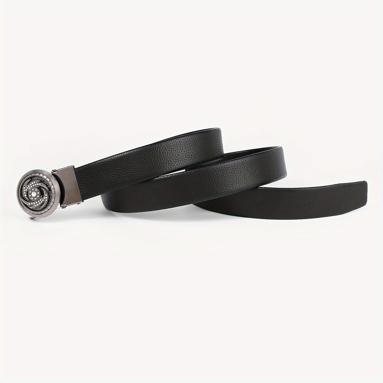Men's Leather Belt with Rhinestone Buckle