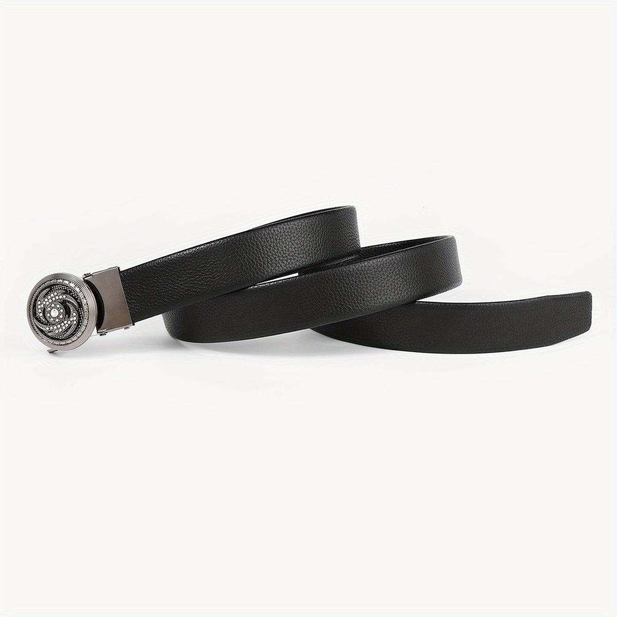Men's Leather Belt with Rhinestone Buckle