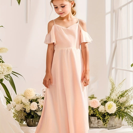 Girls Short Sleeve Cold Shoulder Dress for Summer