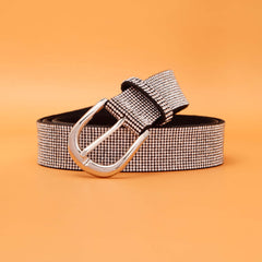 Faux Diamonds Leather Belt Vintage Pin Buckle Men