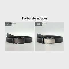Caivektine Men's Cowhide Belt Business Casual Leather Belt