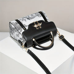 Floral Print Shoulder Bag Magnetic Closure PU Leather