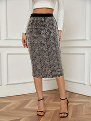 Plaid Print Midi Skirts High Waist Work Office Skirts Women's Clothing