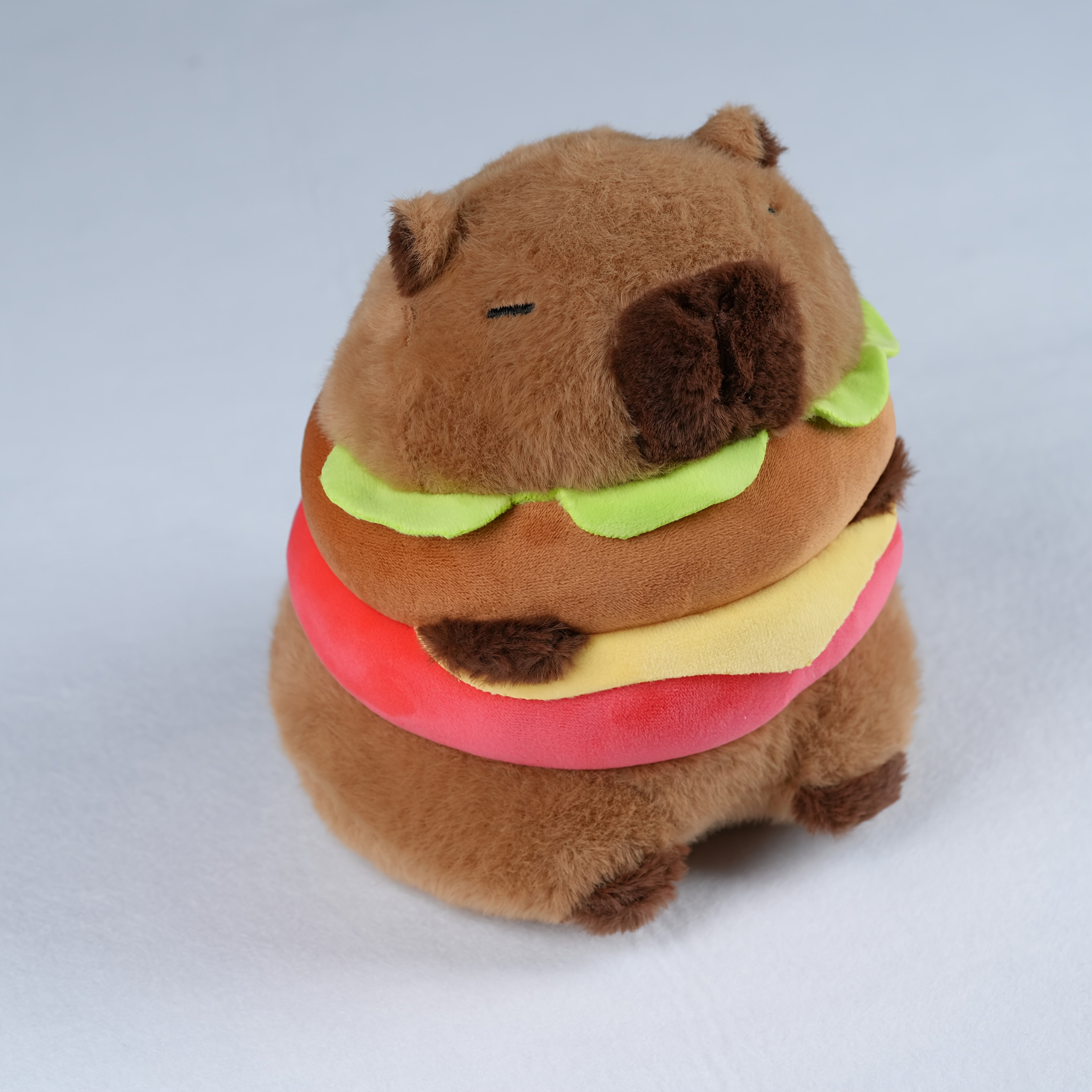 Capybara Plush Toy Hamburger Soft Faux Fur Stuffed Animal