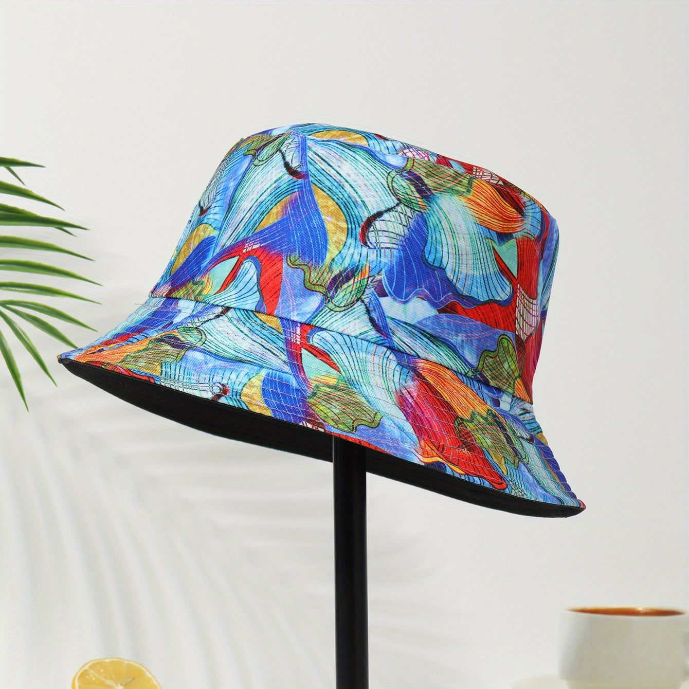 Striped Graffiti Print Bucket Hat Hip Hop Tie Dye Casual Fisherman Cap