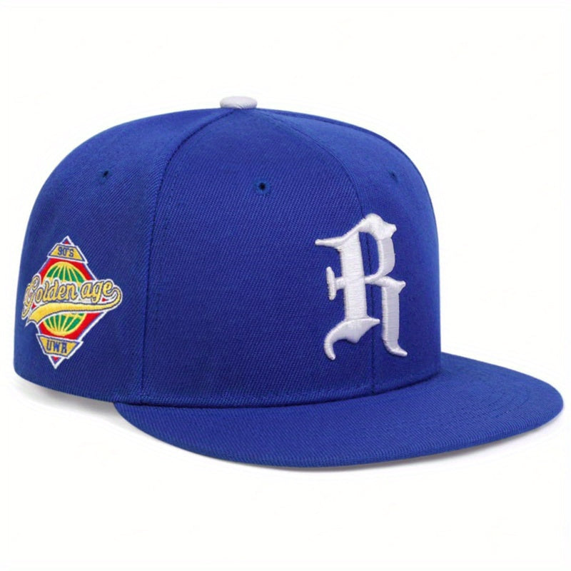 Gothic R Embroidery Snapback Hat Solid Hip Hop Baseball Cap Unisex