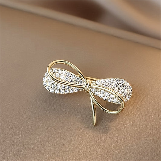 Bowknot Rhinestone Brooch Collar Decoration Pin Fix Clothes Accessories