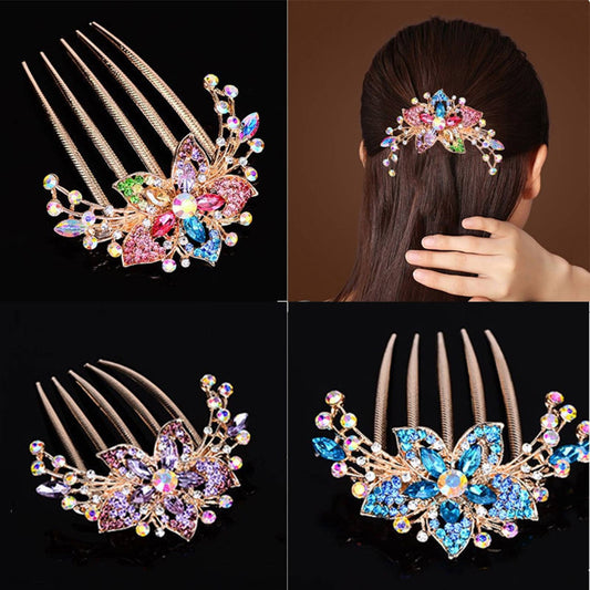 Rhinestone Hairpin Barrette Women Vintage Hair Side Comb