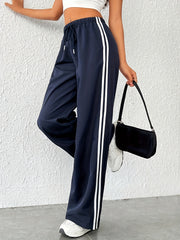 Women's Plus Stripe Print High Rise Wide Leg Trousers