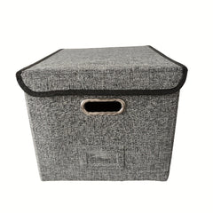 Linen File Box with Lid, Collapsible File Organizer