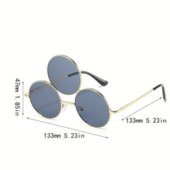 Y2K Round Metal Sunglasses Funny Mirror Lens UV400